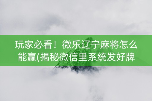 玩家必看！微乐辽宁麻将怎么能赢(揭秘微信里系统发好牌)