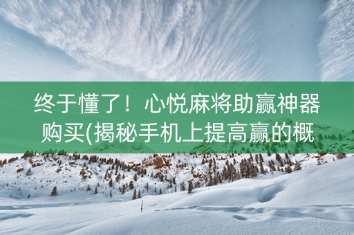 终于懂了！心悦麻将助赢神器购买(揭秘手机上提高赢的概率)
