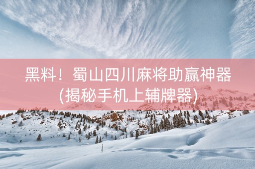 黑料！蜀山四川麻将助赢神器(揭秘手机上辅牌器)
