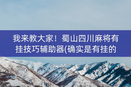 我来教大家！蜀山四川麻将有挂技巧辅助器(确实是有挂的)