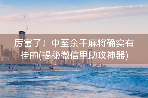 厉害了！中至余干麻将确实有挂的(揭秘微信里助攻神器)