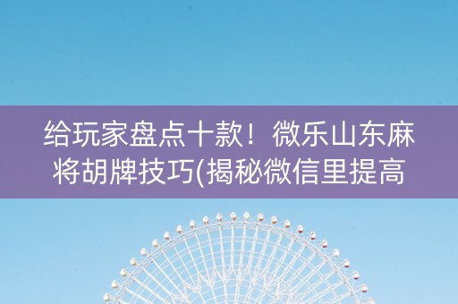 给玩家盘点十款！微乐山东麻将胡牌技巧(揭秘微信里提高胜率)
