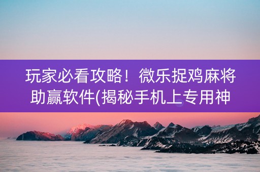 玩家必看攻略！微乐捉鸡麻将助赢软件(揭秘手机上专用神器下载)