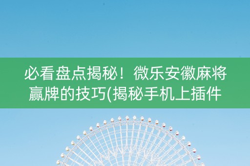 必看盘点揭秘！微乐安徽麻将赢牌的技巧(揭秘手机上插件购买)