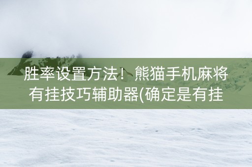 胜率设置方法！熊猫手机麻将有挂技巧辅助器(确定是有挂)