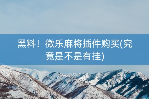 黑料！微乐麻将插件购买(究竟是不是有挂)