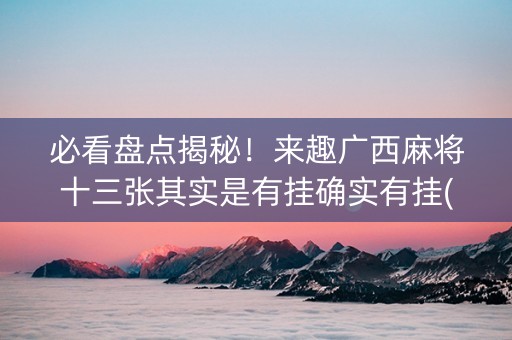 必看盘点揭秘！来趣广西麻将十三张其实是有挂确实有挂(其实真的有挂)