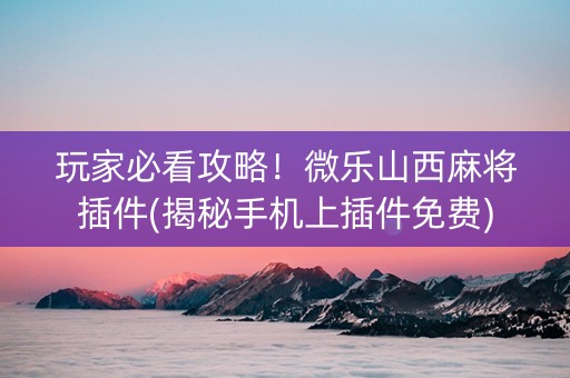 玩家必看攻略！微乐山西麻将插件(揭秘手机上插件免费)