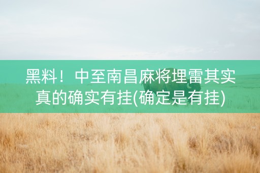 黑料！中至南昌麻将埋雷其实真的确实有挂(确定是有挂)