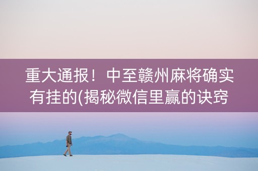 重大通报！中至赣州麻将确实有挂的(揭秘微信里赢的诀窍)