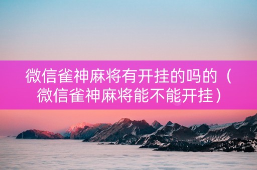 微信雀神麻将有开挂的吗的（微信雀神麻将能不能开挂）