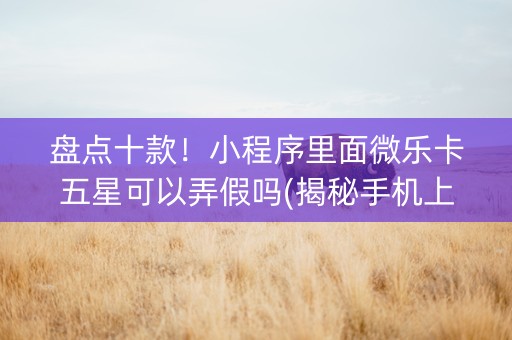 盘点十款！小程序里面微乐卡五星可以弄假吗(揭秘手机上赢牌的技巧)