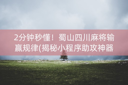 2分钟秒懂！蜀山四川麻将输赢规律(揭秘小程序助攻神器)