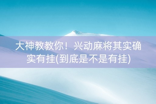 大神教教你！兴动麻将其实确实有挂(到底是不是有挂)