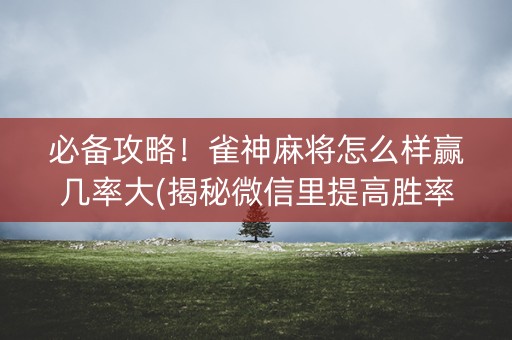 必备攻略！雀神麻将怎么样赢几率大(揭秘微信里提高胜率)