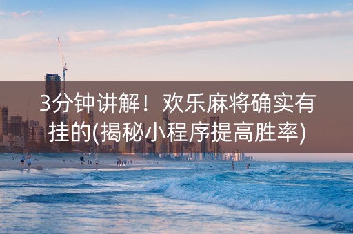 3分钟讲解！欢乐麻将确实有挂的(揭秘小程序提高胜率)