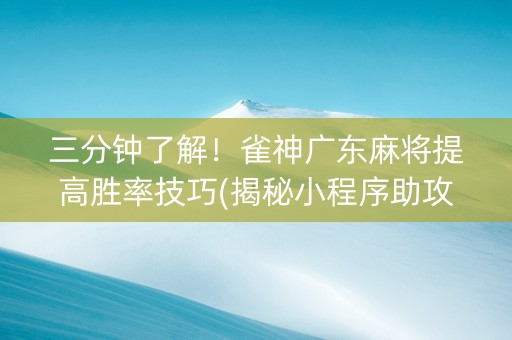 三分钟了解！雀神广东麻将提高胜率技巧(揭秘小程序助攻神器)