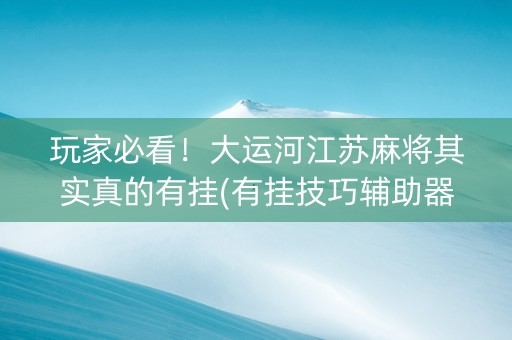 玩家必看！大运河江苏麻将其实真的有挂(有挂技巧辅助器)