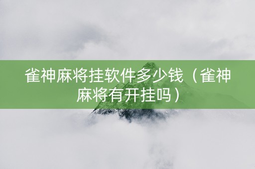 雀神麻将挂软件多少钱（雀神麻将有开挂吗）