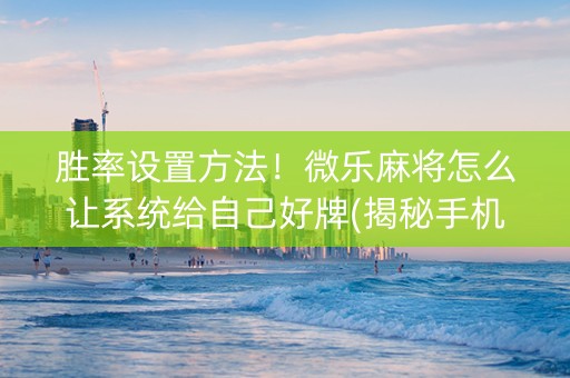 胜率设置方法！微乐麻将怎么让系统给自己好牌(揭秘手机上规律攻略)