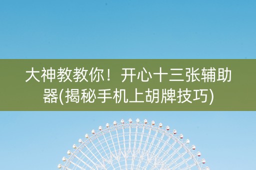 大神教教你！开心十三张辅助器(揭秘手机上胡牌技巧)