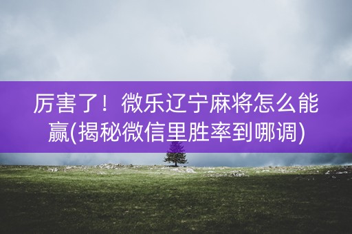 厉害了！微乐辽宁麻将怎么能赢(揭秘微信里胜率到哪调)