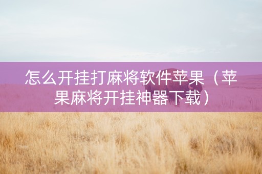 怎么开挂打麻将软件苹果（苹果麻将开挂神器下载）