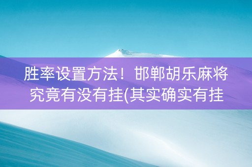 胜率设置方法！邯郸胡乐麻将究竟有没有挂(其实确实有挂)