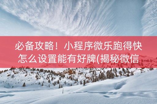 必备攻略！小程序微乐跑得快怎么设置能有好牌(揭秘微信里助赢神器)