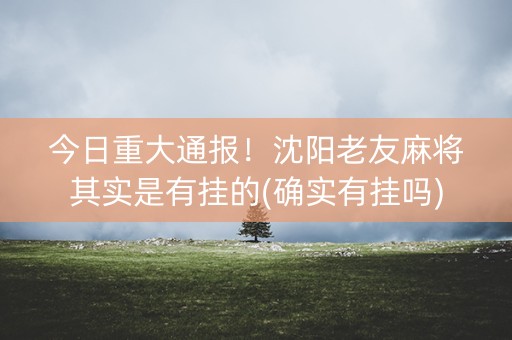 今日重大通报！沈阳老友麻将其实是有挂的(确实有挂吗)