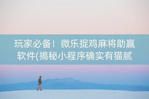 玩家必备！微乐捉鸡麻将助赢软件(揭秘小程序确实有猫腻)