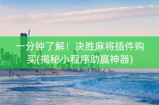 一分钟了解！决胜麻将插件购买(揭秘小程序助赢神器)
