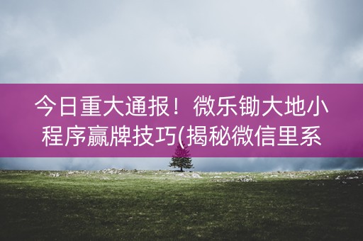 今日重大通报！微乐锄大地小程序赢牌技巧(揭秘微信里系统发好牌)