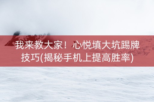 我来教大家！心悦填大坑踢牌技巧(揭秘手机上提高胜率)