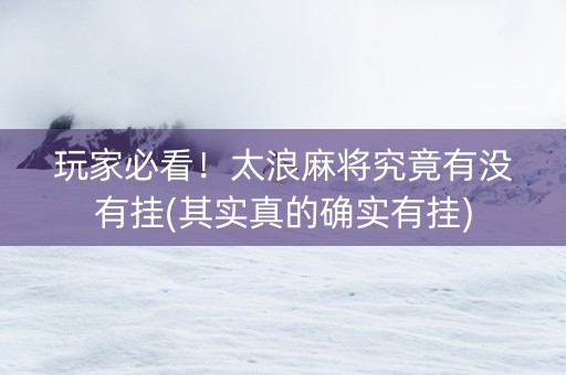 玩家必看！太浪麻将究竟有没有挂(其实真的确实有挂)