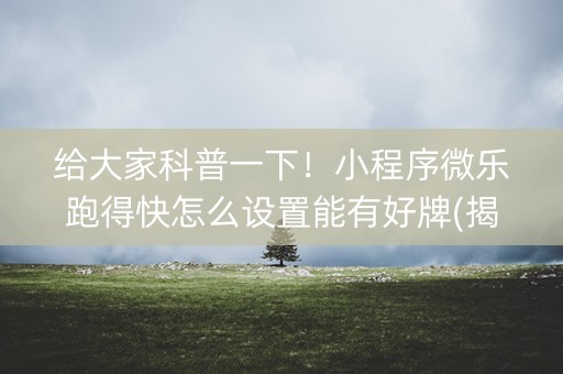 给大家科普一下！小程序微乐跑得快怎么设置能有好牌(揭秘手机上系统发好牌)