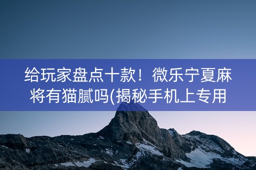 给玩家盘点十款！微乐宁夏麻将有猫腻吗(揭秘手机上专用神器)