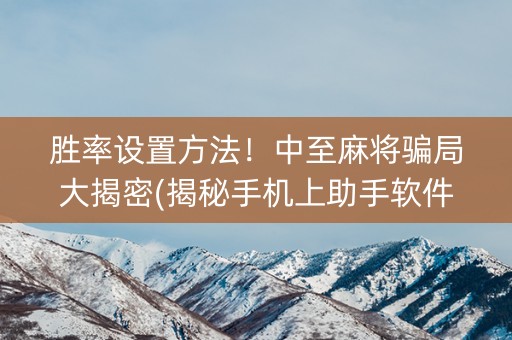 胜率设置方法！中至麻将骗局大揭密(揭秘手机上助手软件)
