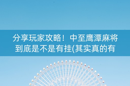 分享玩家攻略！中至鹰潭麻将到底是不是有挂(其实真的有挂)