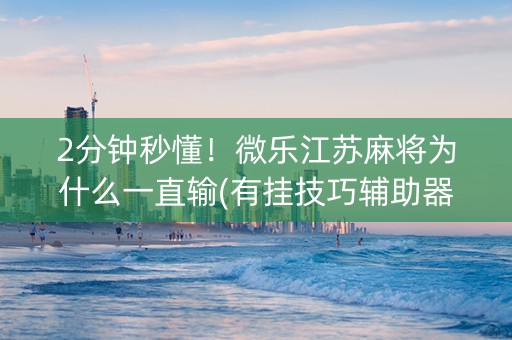 2分钟秒懂！微乐江苏麻将为什么一直输(有挂技巧辅助器)