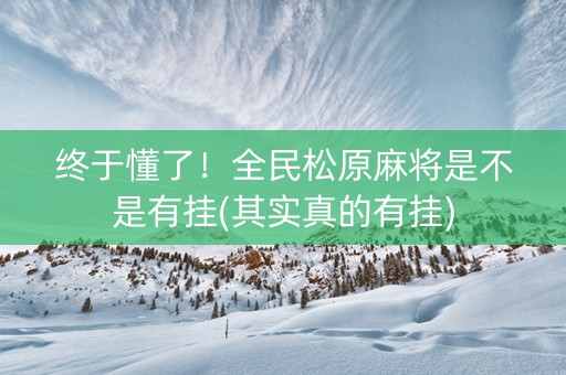 终于懂了！全民松原麻将是不是有挂(其实真的有挂)