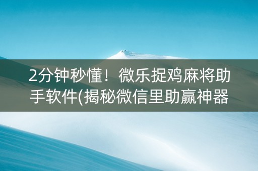 2分钟秒懂！微乐捉鸡麻将助手软件(揭秘微信里助赢神器)