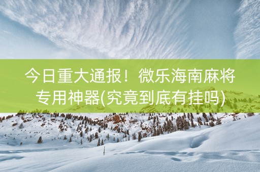 今日重大通报！微乐海南麻将专用神器(究竟到底有挂吗)