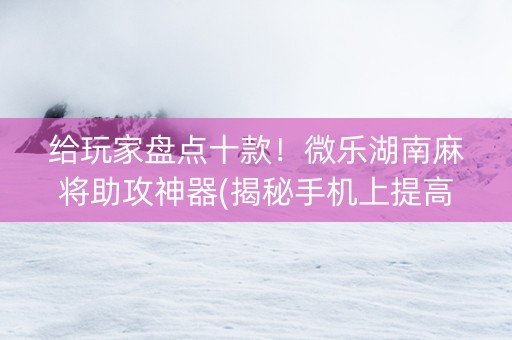 给玩家盘点十款！微乐湖南麻将助攻神器(揭秘手机上提高胜率)