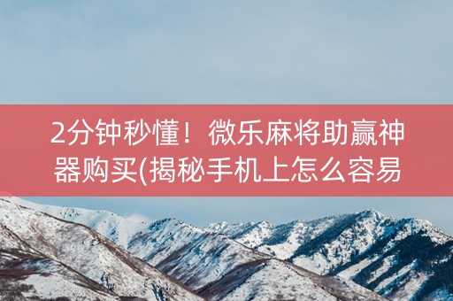 2分钟秒懂！微乐麻将助赢神器购买(揭秘手机上怎么容易赢)
