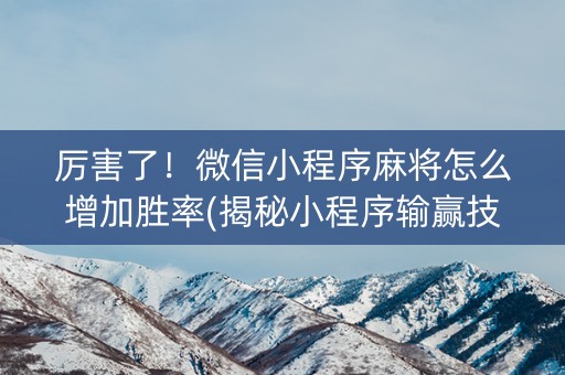 厉害了！微信小程序麻将怎么增加胜率(揭秘小程序输赢技巧)