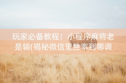 玩家必备教程！小程序麻将老是输(揭秘微信里胜率到哪调)
