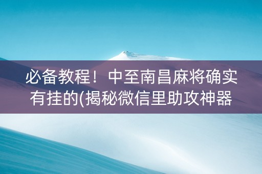 必备教程！中至南昌麻将确实有挂的(揭秘微信里助攻神器)