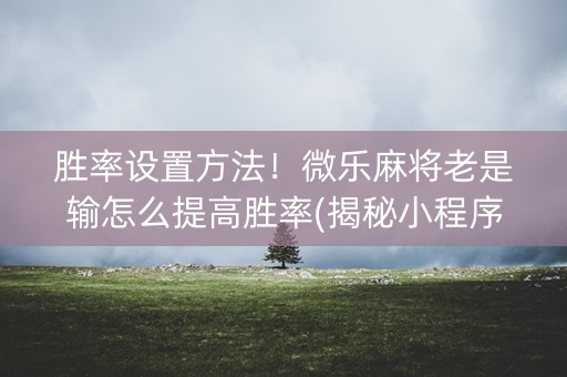 胜率设置方法！微乐麻将老是输怎么提高胜率(揭秘小程序确实有猫腻)
