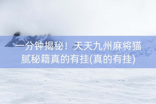 一分钟揭秘！天天九州麻将猫腻秘籍真的有挂(真的有挂)